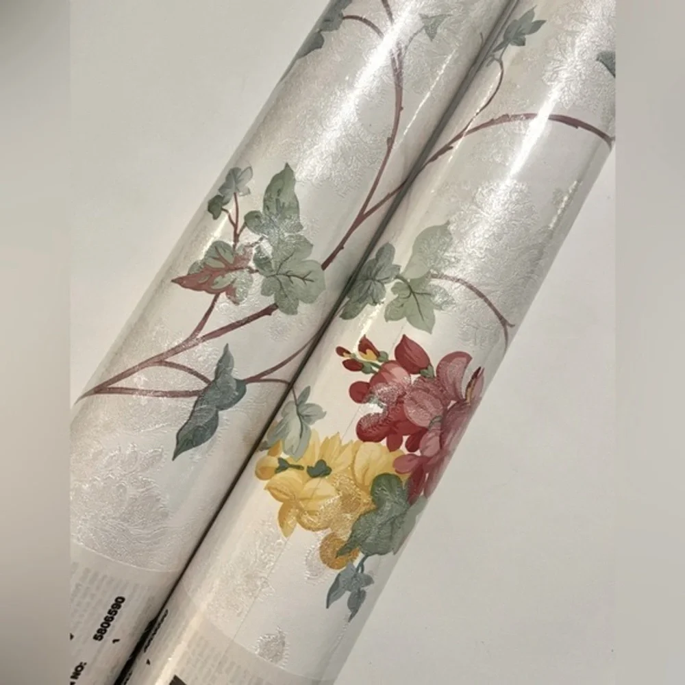 New Village Floral Texture Prepaste/Wash/Peel Vinyl Double Rolls Wallpaper Set